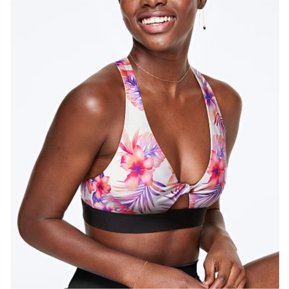 PINK VICTORIA SECRET TIE FRONT SWIM TOP